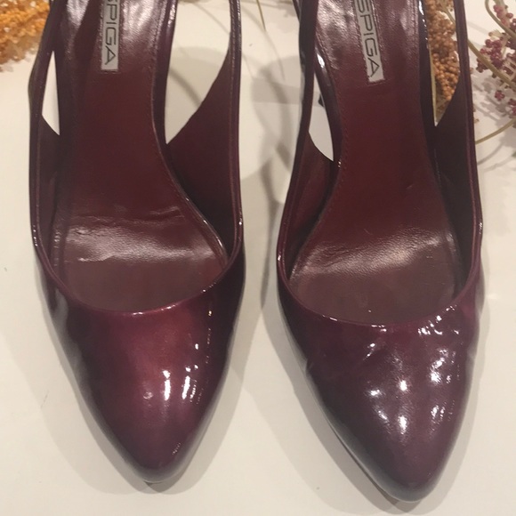 VIA SPIGA purple patent leather sling back heel 7 - Picture 3 of 8